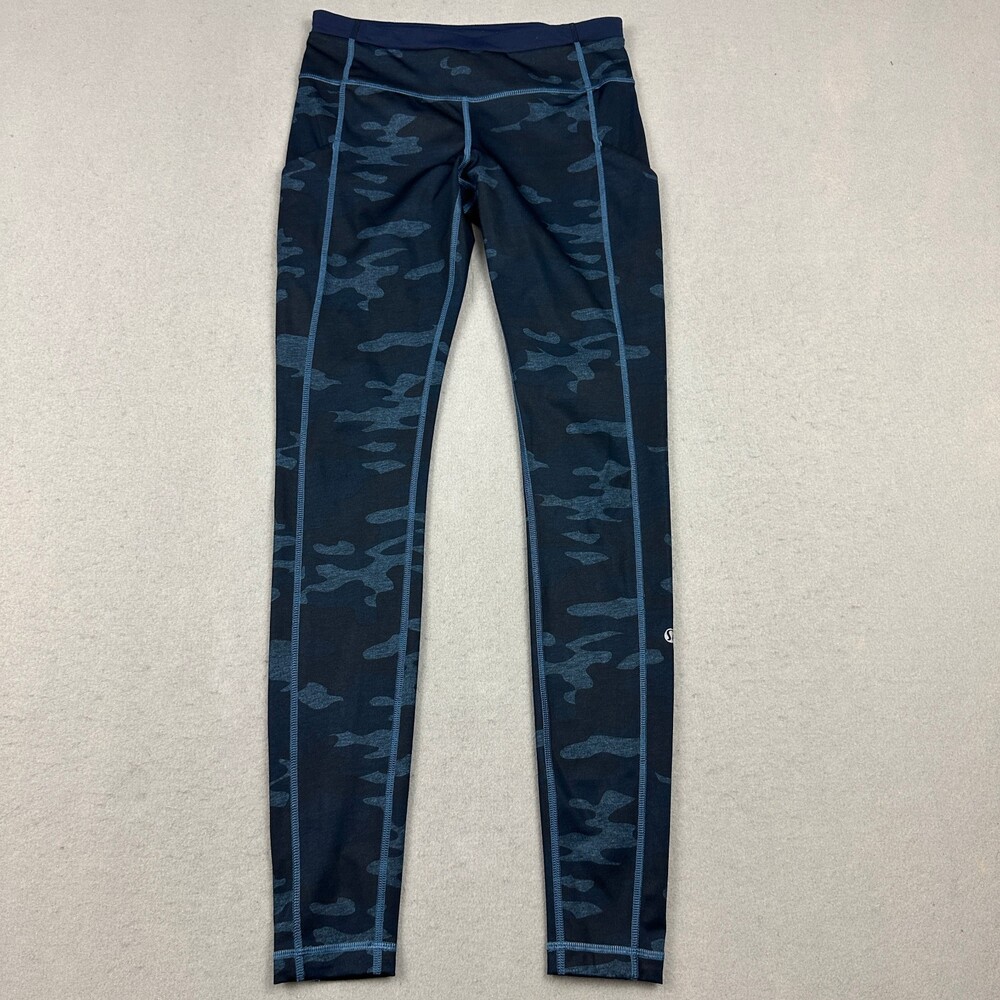 Lululemon Legging Women 6 Blue Camo High-Rise Pant Yoga Wicking Stretch